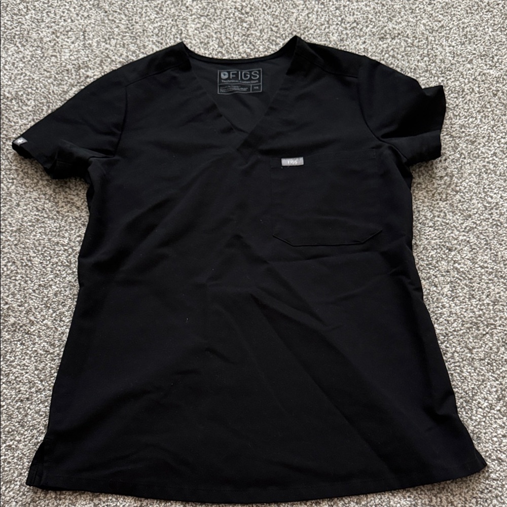 FIGS Black V-Neck Catarina Scrub Top